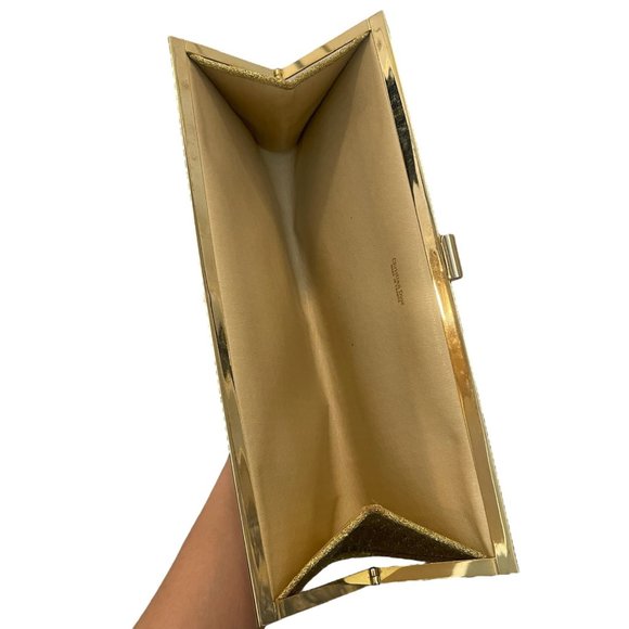 Dior Vintage Monograph Gold Clutch with Coin Purse Designer Logo - Picture 6 of 14